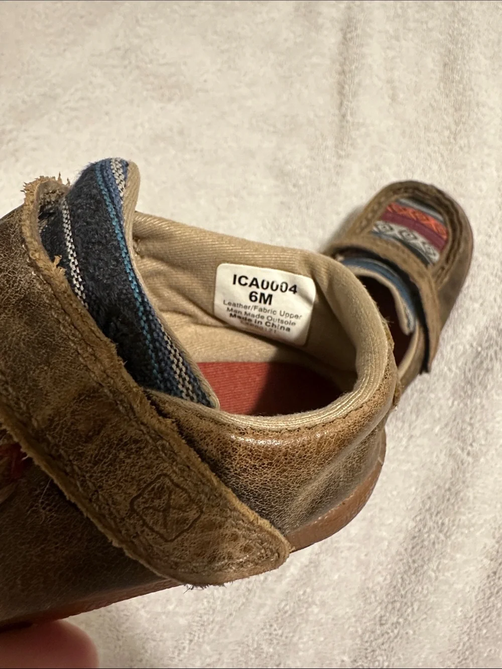 Twisted X Brown Suede Baby Moccasins with Multicolor Aztec Panels